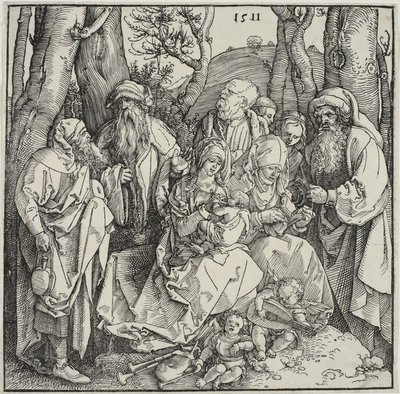 聖なる親族と二人の音楽天使 作： Albrecht Dürer
