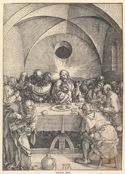 最後の晩餐、『大受難』より、1510年。 作： Albrecht Dürer