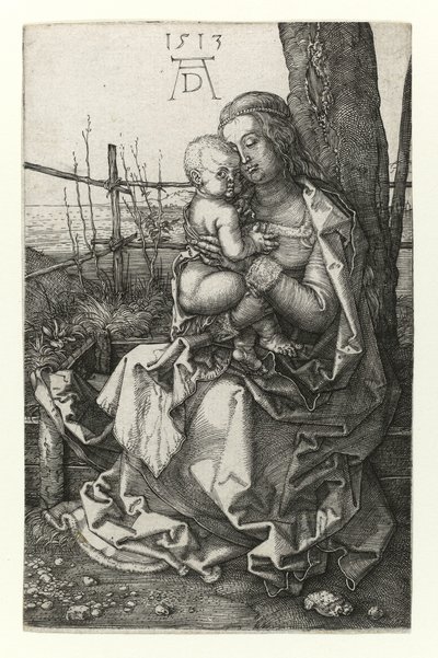 木の近くに座っているマドンナ、1513 作： Albrecht Dürer