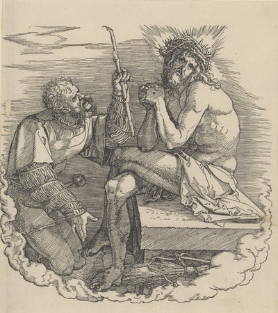 兵士に嘲笑された悲しみの男、大いなる情熱への口絵、.n.d.、n.d.. 作： Albrecht Dürer