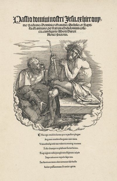兵士に嘲笑される悲しみの男、おそらく 1511 年。 作： Albrecht Dürer