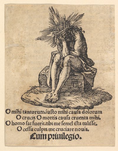 The Man of Sorrows Seated、the title page of the Small Passion、ca. 1511。 作： Albrecht Dürer