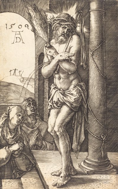 コラムのそばに立つ悲しみの男、1509年。 作： Albrecht Dürer