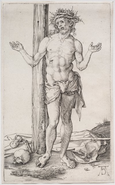 手を上げて立っている悲しみの男 作： Albrecht Dürer