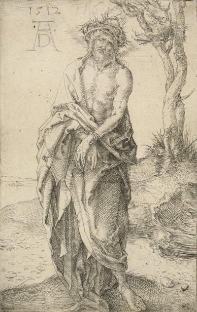手を縛られた悲しみの男、1512年。 作： Albrecht Dürer