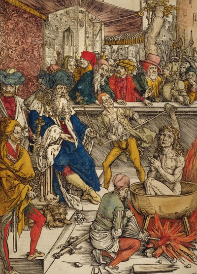 聖ヨハネの殉教、1498年（色の木版画） 作： Albrecht Dürer