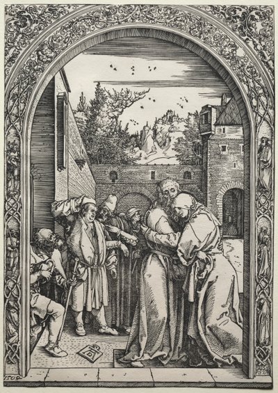 ゴールデンゲートでのヨアヒムとアンナの会見、1504年。 作： Albrecht Dürer