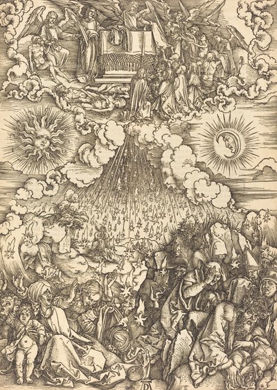 第五と第六の封印の開封、おそらくc。 14961498。 作： Albrecht Dürer