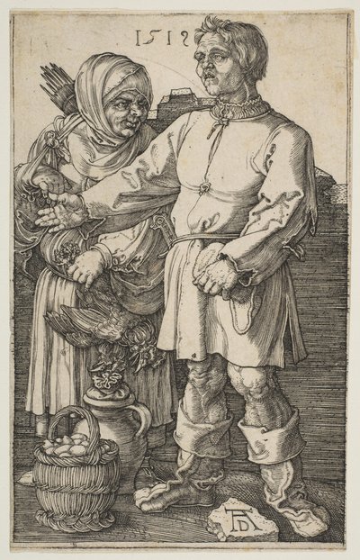 市場での農民夫婦、1519年。 作： Albrecht Dürer