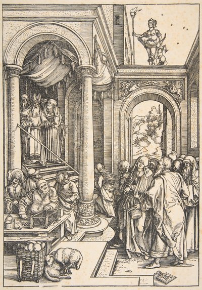 寺院の聖母のプレゼンテーション、聖母の生涯、約。 1503。 作： Albrecht Dürer