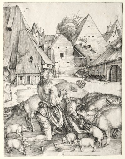 放蕩息子、c。 1496年。 作： Albrecht Dürer