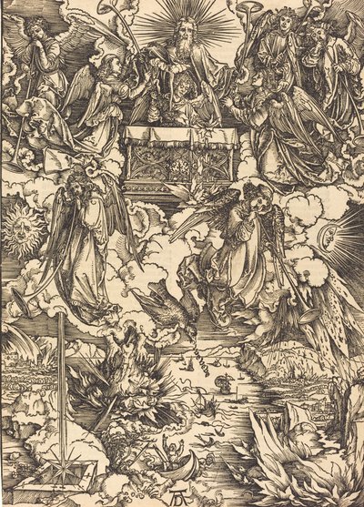 トランペットを持った七人の天使、おそらくc。 14961498。 作： Albrecht Dürer