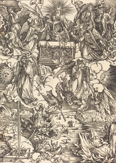 トランペットを持った七人の天使、おそらくc。 14961498。 作： Albrecht Dürer
