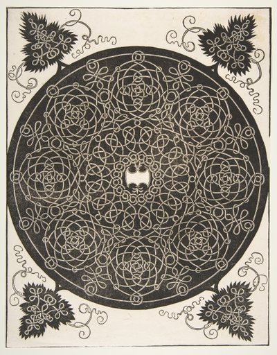 第三の結び目。インターレースラウンデル、8リースとスカラップシールド、i ...、前1521。 作： Albrecht Dürer