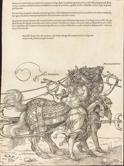 マクシミリアン 1 世の凱旋戦車 (偉大な凱旋車) [プレート 7/8] 作： Albrecht Dürer