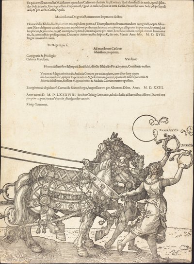 マクシミリアン 1 世の凱旋車 (偉大な凱旋車) [プレート 8/8] 作： Albrecht Dürer