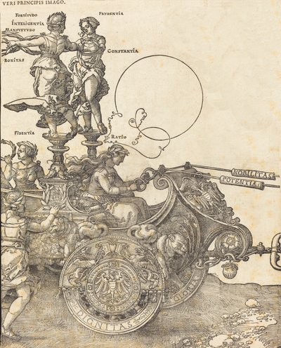 マクシミリアン1世の凱旋戦車 偉大な凱旋車 [プレート2/8]、1523年ラテン語版.. 作： Albrecht Dürer
