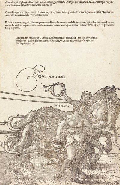マクシミリアン1世の凱旋戦車 偉大な凱旋車 [プレート3/8]、1523年ラテン語版.. 作： Albrecht Dürer