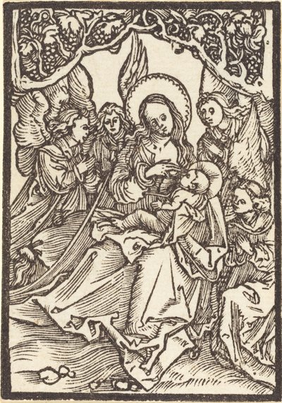 4人の天使と共にキリストの子供を看護する聖母 作： Albrecht Dürer