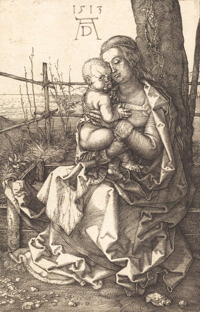 木に座る聖母子、1513年。 作： Albrecht Dürer