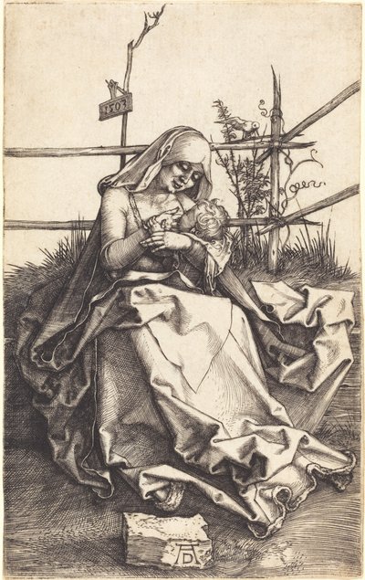 芝生のベンチの聖母子 作： Albrecht Dürer