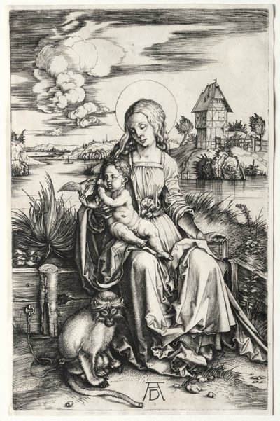 猿の聖母子c。 1498年。 作： Albrecht Dürer