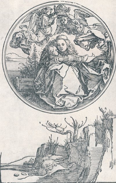 2人の天使が戴冠した聖母、c1515 1906。 作： Albrecht Dürer