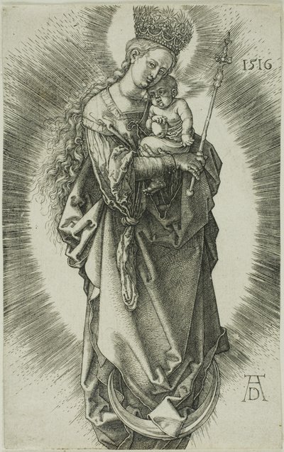 星の王冠と笏を持つ三日月上の聖母 作： Albrecht Dürer