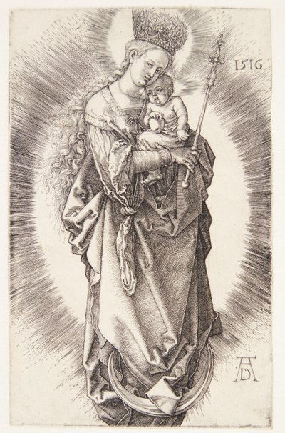 星の冠と王笏を持つ三日月上の聖母 作： Albrecht Dürer