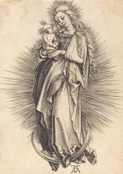 三日月の聖母、c。 14981499。 作： Albrecht Dürer