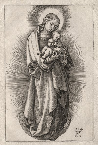 三日月のヘアバンド付きバージン、1508。 作： Albrecht Dürer