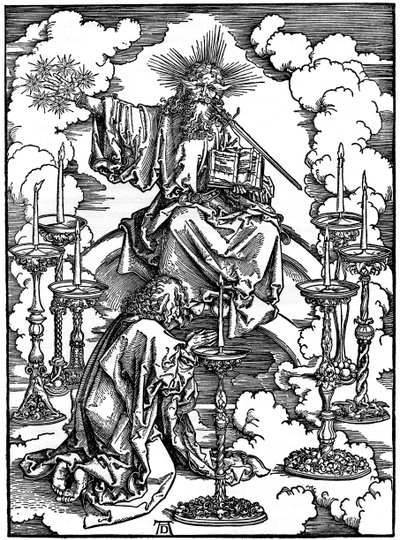 黙示録からの7つのローソク足のビジョン、1498年、1936年 作： Albrecht Dürer