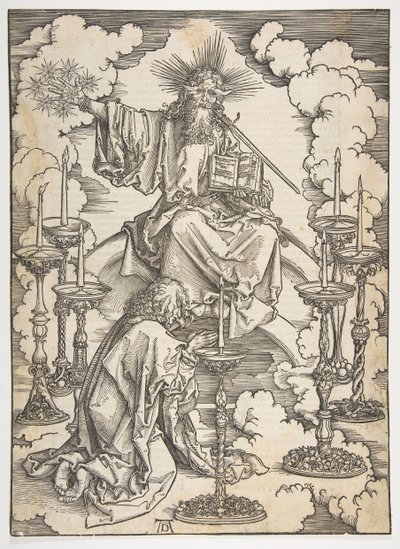 The Vision of the Seven Candlesticks、The Apocalypse、German Edition 1498、ca. 1498年。 作： Albrecht Dürer