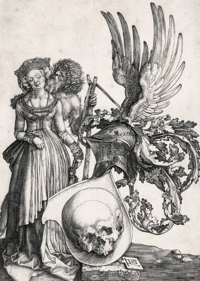 頭蓋骨のある紋章、1503年。 作： Albrecht Dürer
