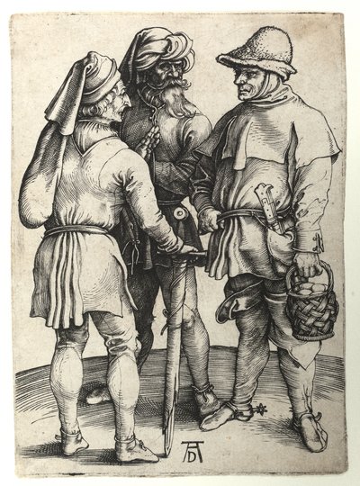 会話している3人の村人、1497年頃 作： Albrecht Dürer