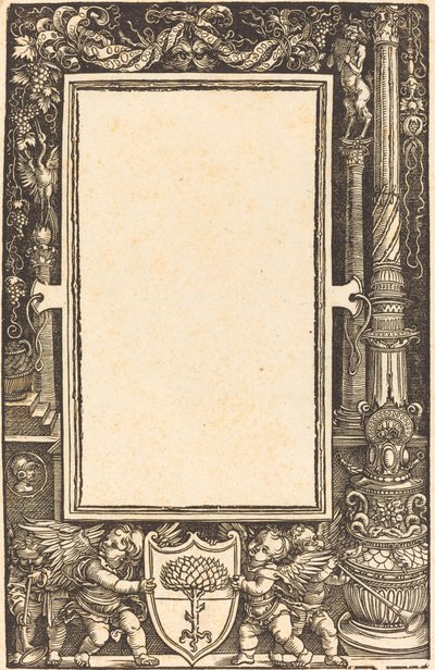 タイトル - ピルクハイマーの武器を保持するプッティとの境界線、おそらく 1513 年。 作： Albrecht Dürer