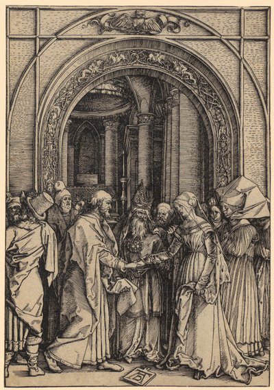 マリアの婚約、『マリアの生涯』シリーズ第7ページ 作： Albrecht Dürer