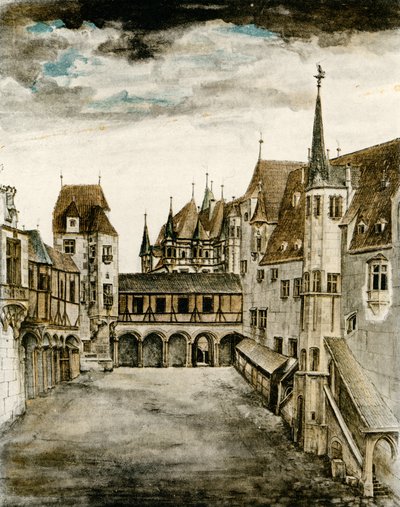 城の中庭の眺め 作： Albrecht Dürer