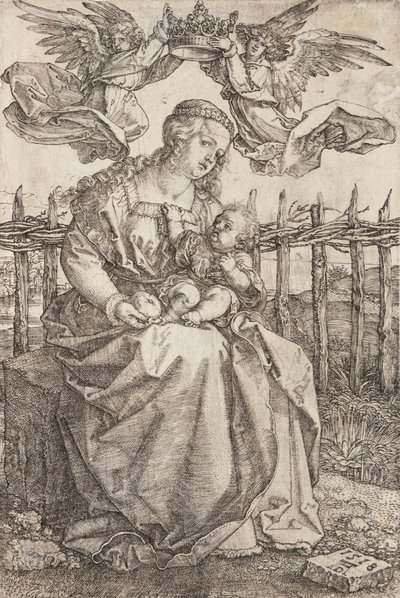 1518年、二人の天使が戴冠した聖母マリア 作： Albrecht Dürer