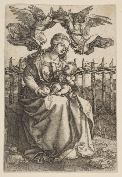 1518年、二人の天使が戴冠した聖母子。 作： Albrecht Dürer