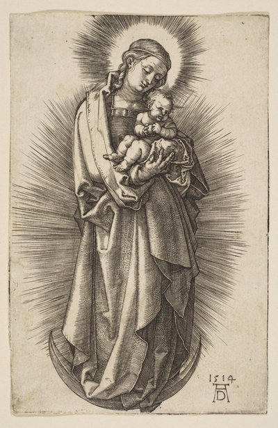 1514年、ダイアデムのある三日月の聖母子。 作： Albrecht Dürer
