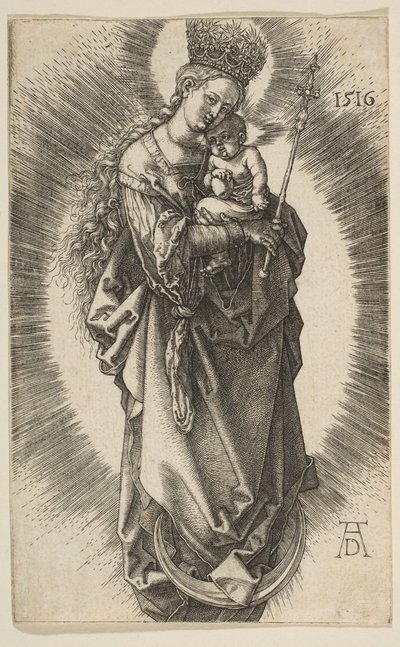 セプターとスターリークラウン付きのクレセントの聖母、1516年。 作： Albrecht Dürer