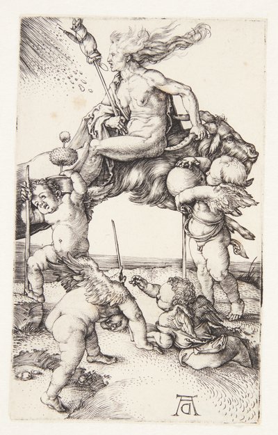 ヤギに逆立ちする魔女 作： Albrecht Dürer