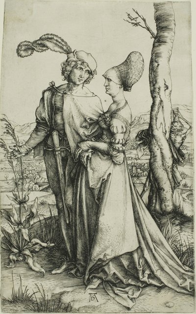 死に脅かされる若いカップル (プロムナード) 作： Albrecht Dürer