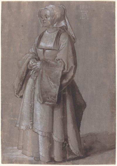 オランダ風のドレスを着た若い女性 作： Albrecht Dürer