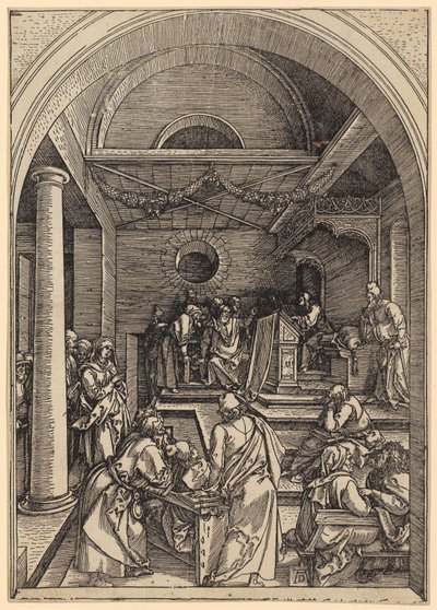 12歳のイエス、神殿にて――『マリアの生涯』シリーズ第16枚 作： Albrecht Dürer