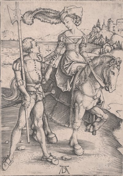 馬に乗った女性とLansquenet 作： Albrecht Dürer