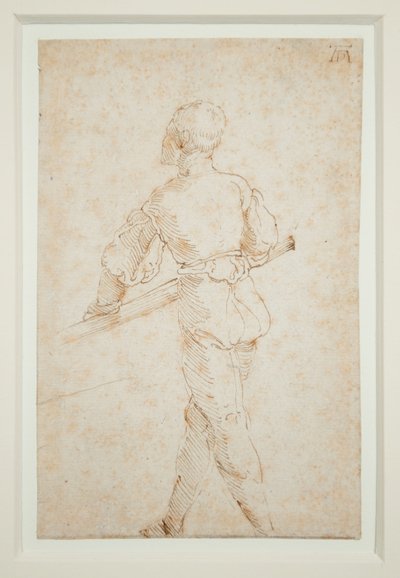 オールを持つ男、c.1520-21（紙にペンと茶色のインク） 作： Albrecht Dürer
