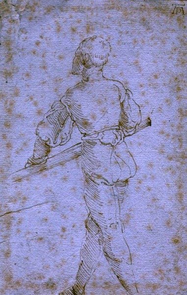 櫂を持つ男」1520-21年頃（紙にペンとインク） 作： Albrecht Dürer