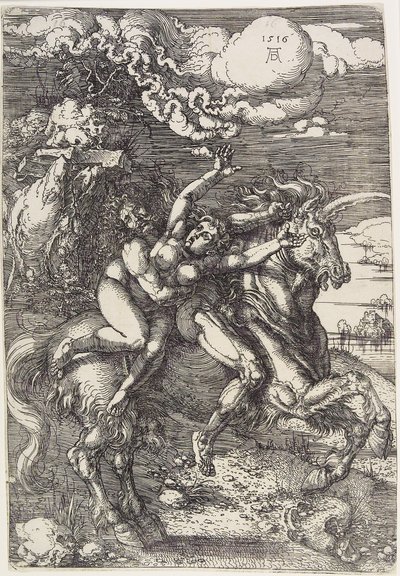 ユニコーンに乗ったアブダクション 作： Albrecht Dürer